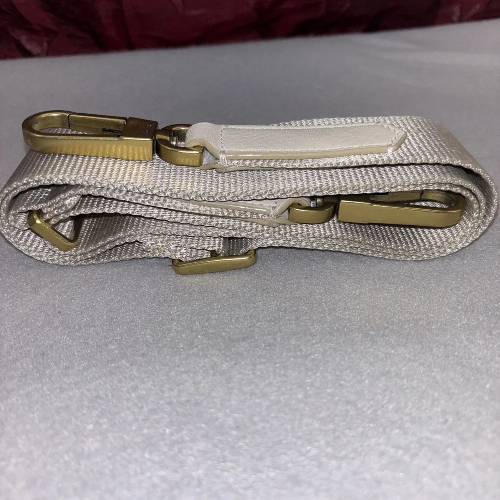 Fossil Maya Collection Hobo Cream & Blue Leather Canvas Adjustable Crossbody EUC